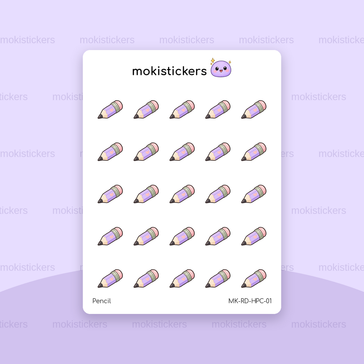 Heart Pencil repeating doodle sticker sheet by Moki Stickers
