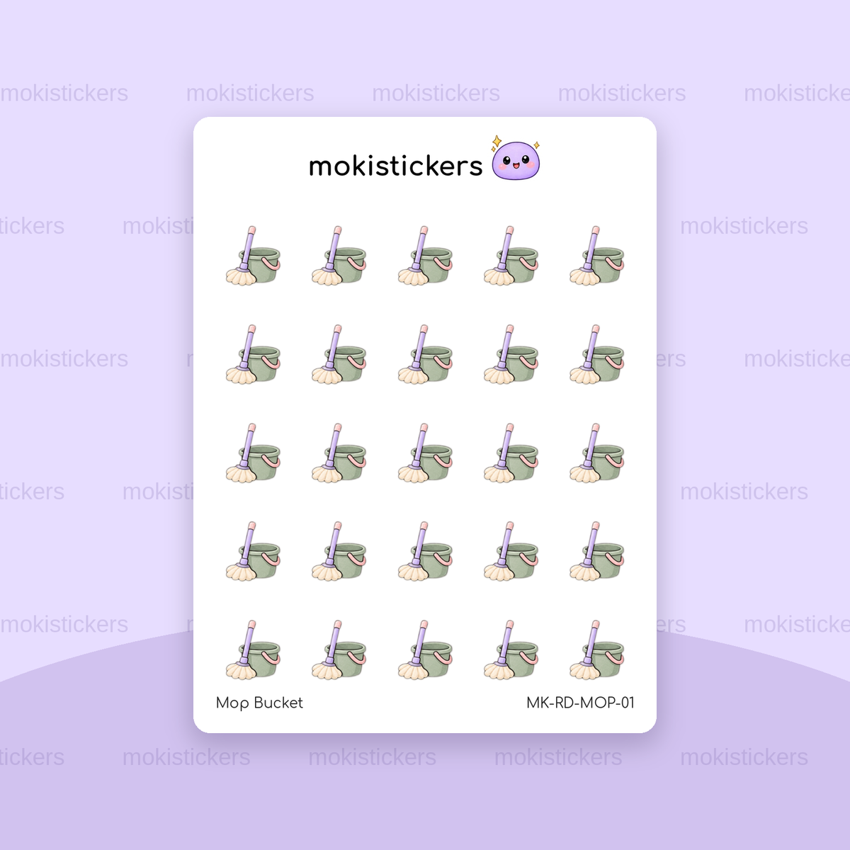 Mop Bucket repeating doodle sticker sheet by Moki Stickers