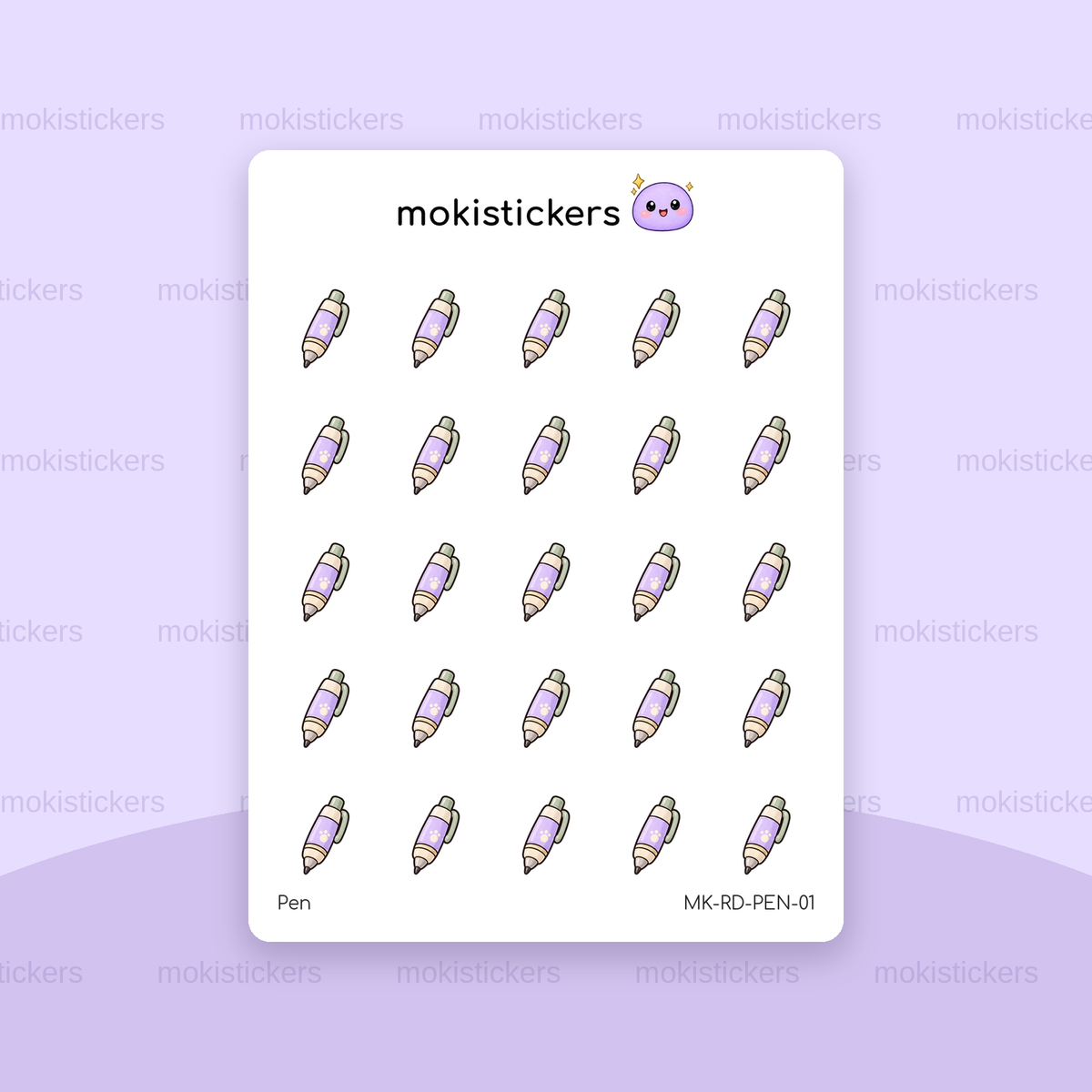 Pen repeating doodle sticker sheet by Moki Stickers
