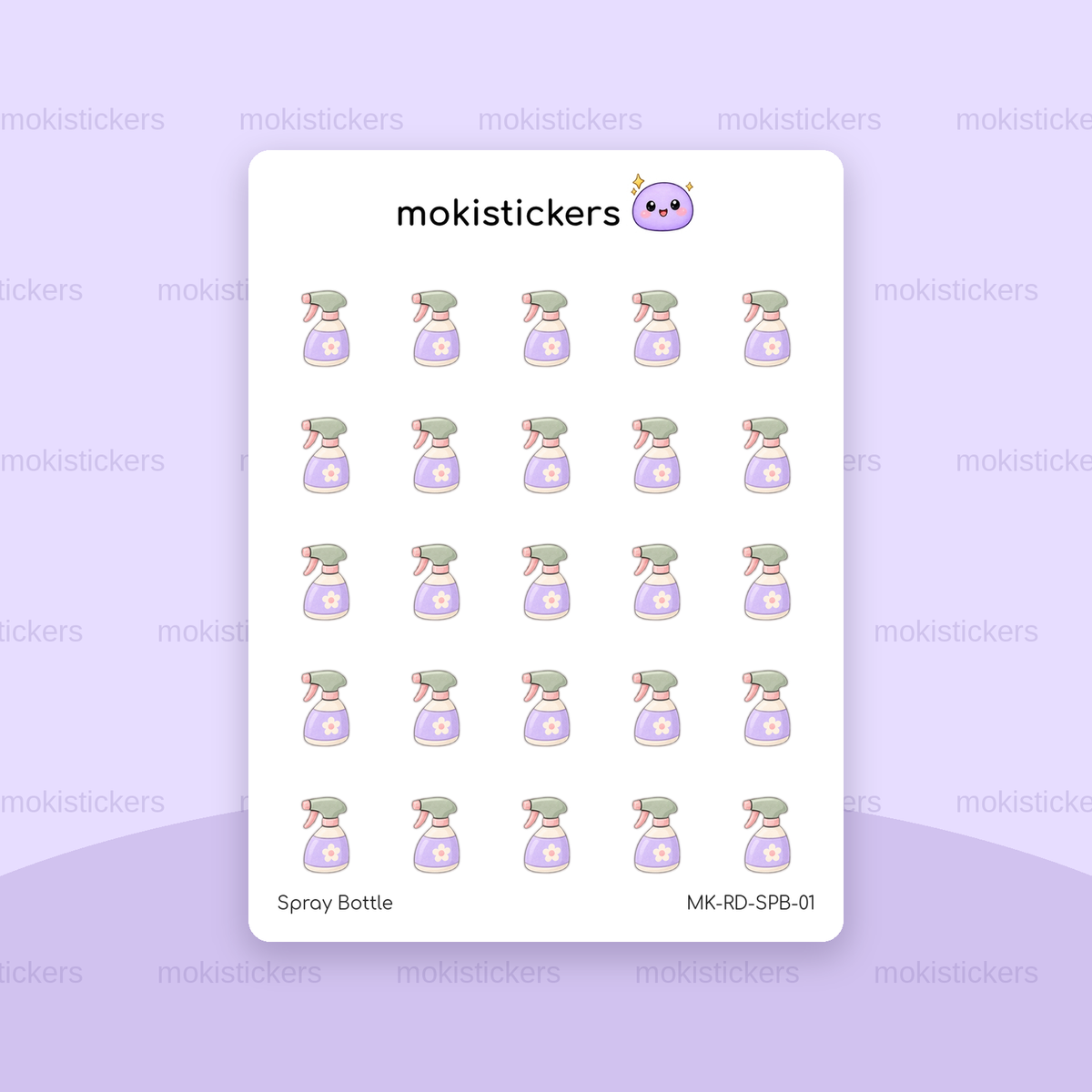 Spray Bottle repeating doodle sticker sheet by Moki Stickers