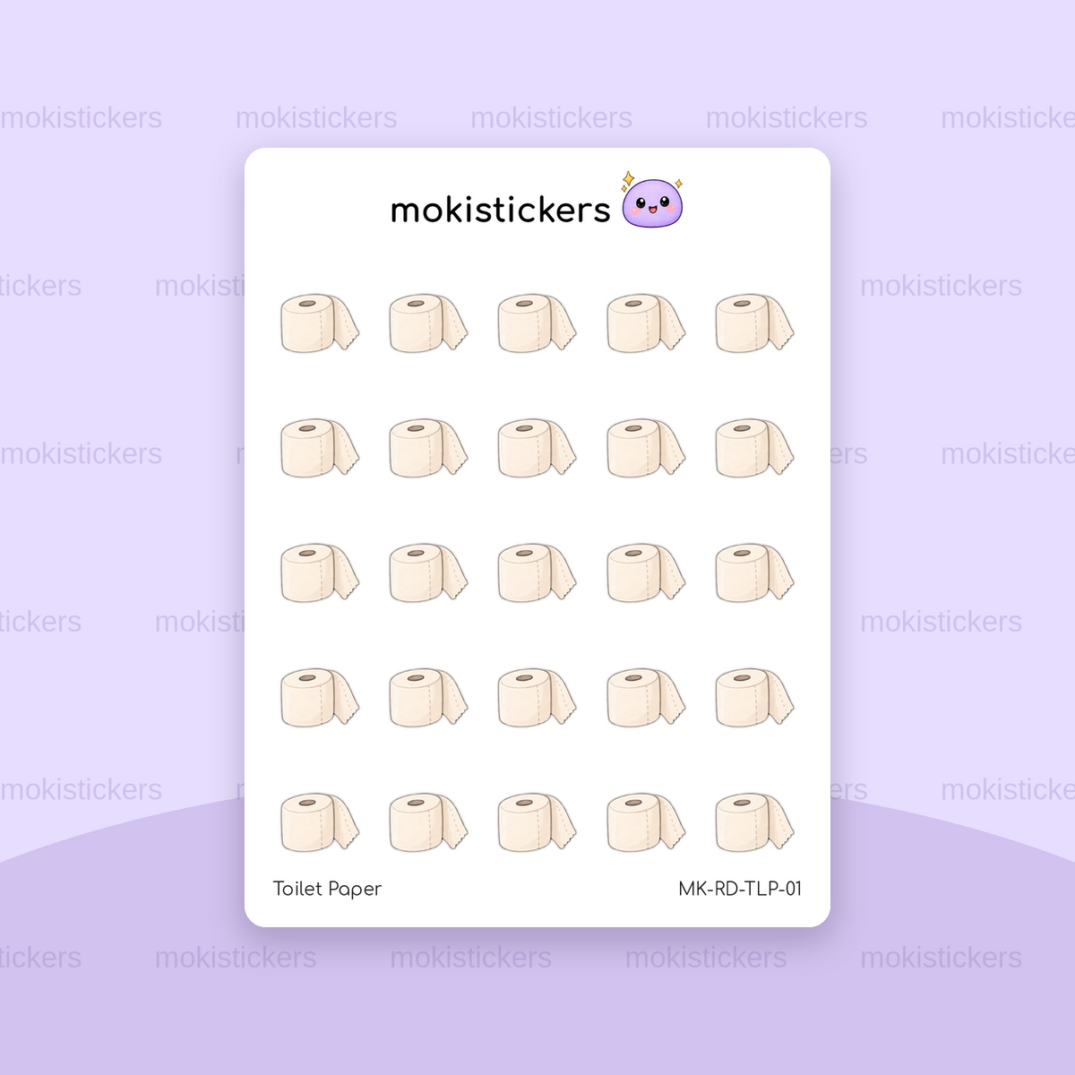 Toilet Paper repeating doodle sticker sheet by Moki Stickers