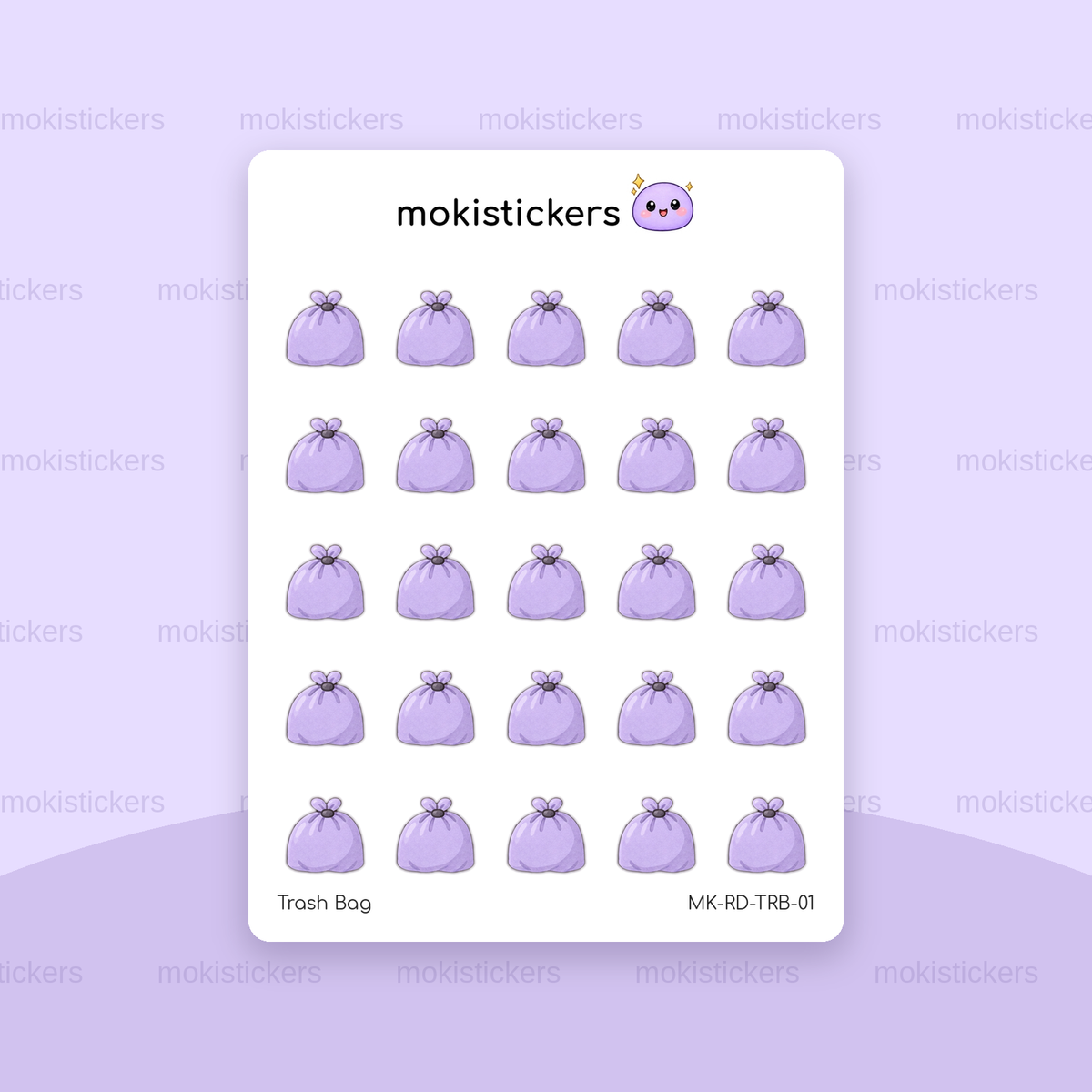 Trash Bag repeating doodle sticker sheet by Moki Stickers