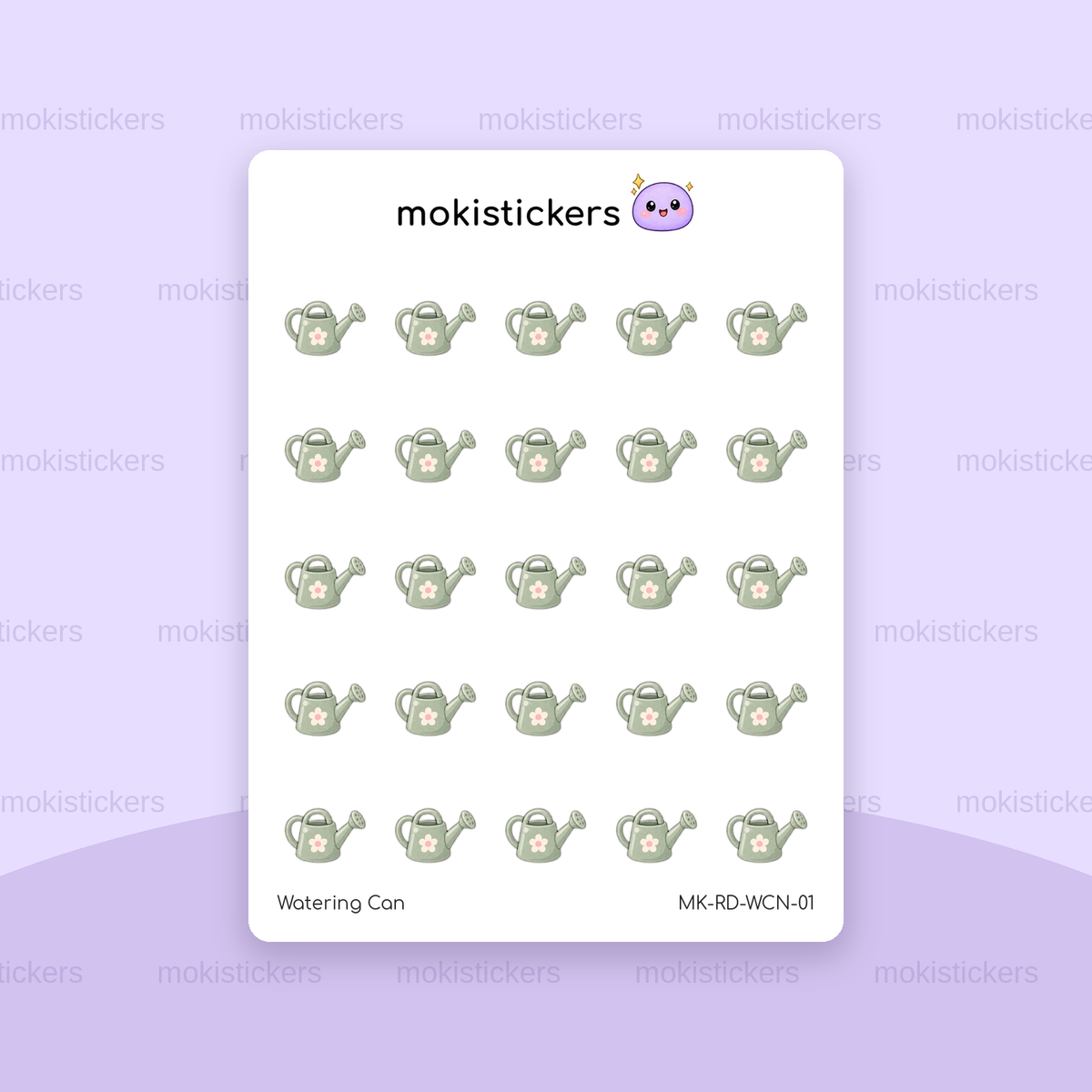 Watering Can repeating doodle sticker sheet by Moki Stickers