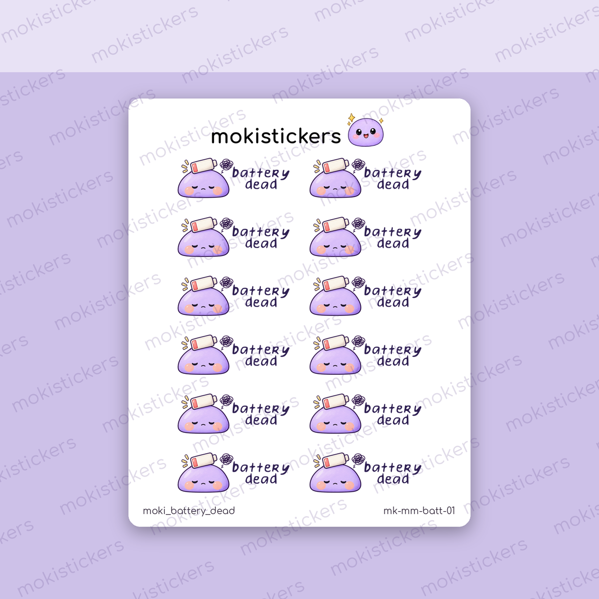 Battery Dead Moki Moments Stickers
