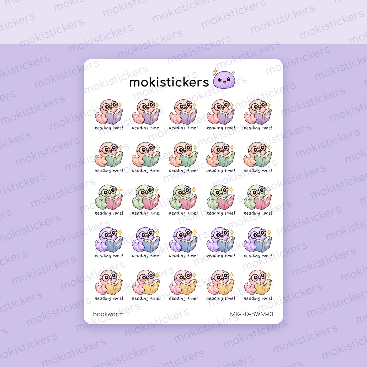 Bookworm Doodles sticker sheet by Moki Stickers