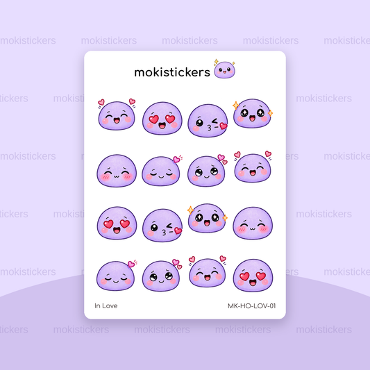 In Love head only sticker sheet by Moki Stickers