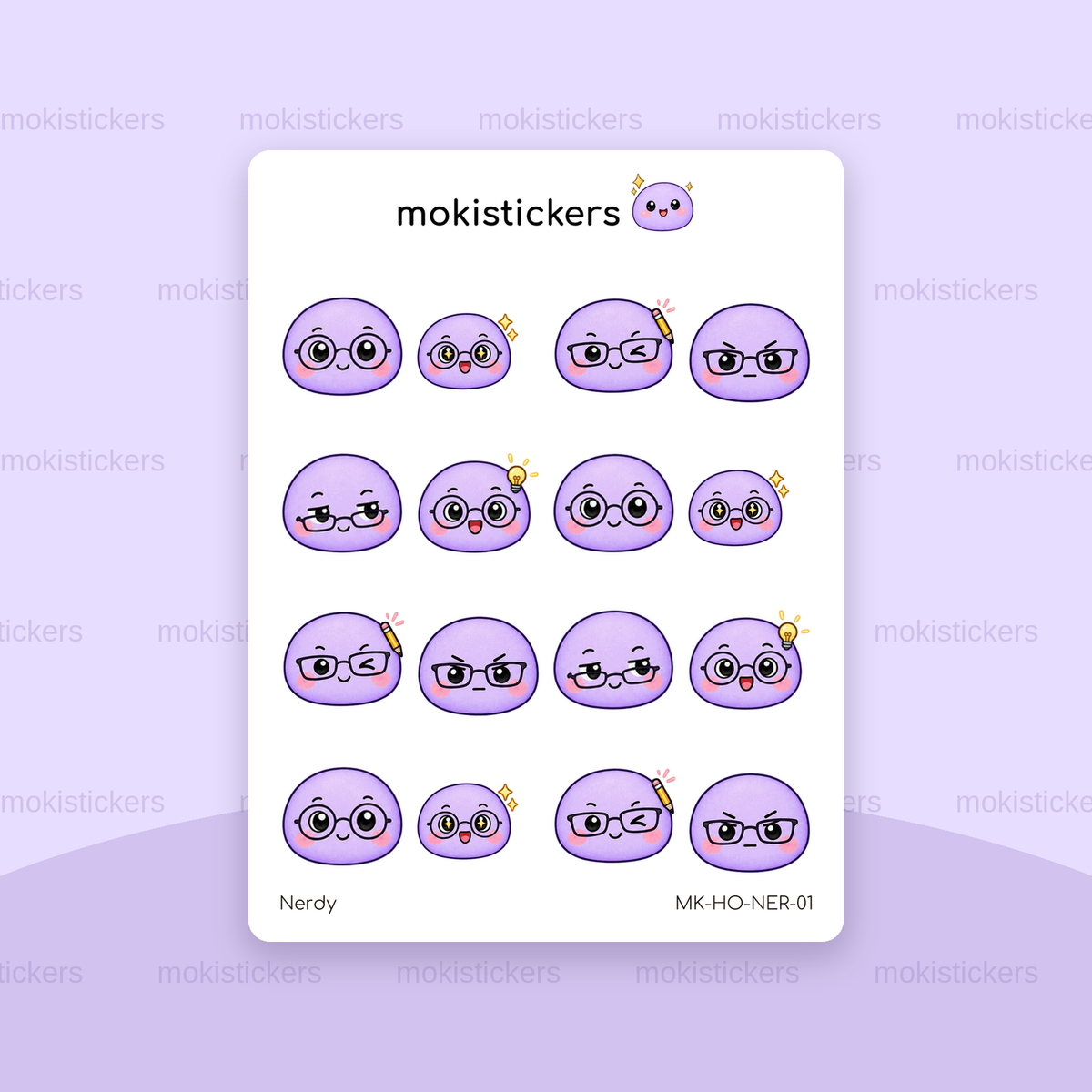 Nerdy head only sticker sheet by Moki Stickers
