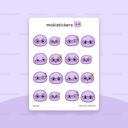 Nerdy head only sticker sheet by Moki Stickers