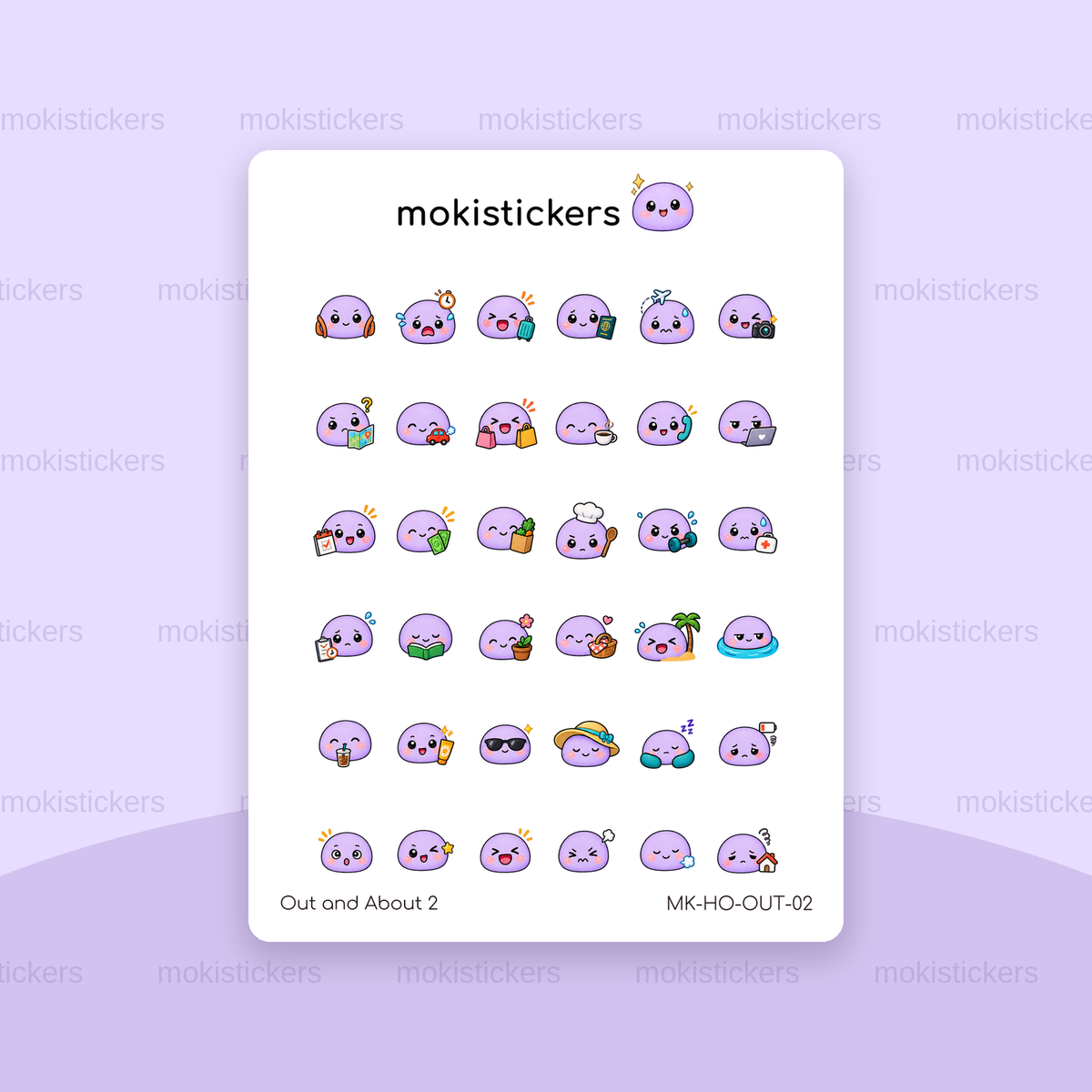 Out and About 2 head only sticker sheet by Moki Stickers