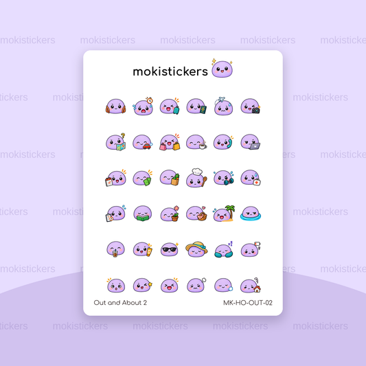Out and About 2 head only sticker sheet by Moki Stickers