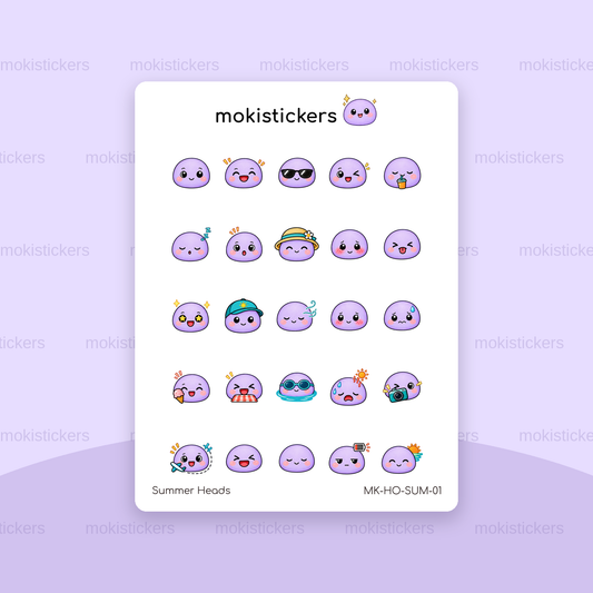 Summer Heads head only sticker sheet by Moki Stickers