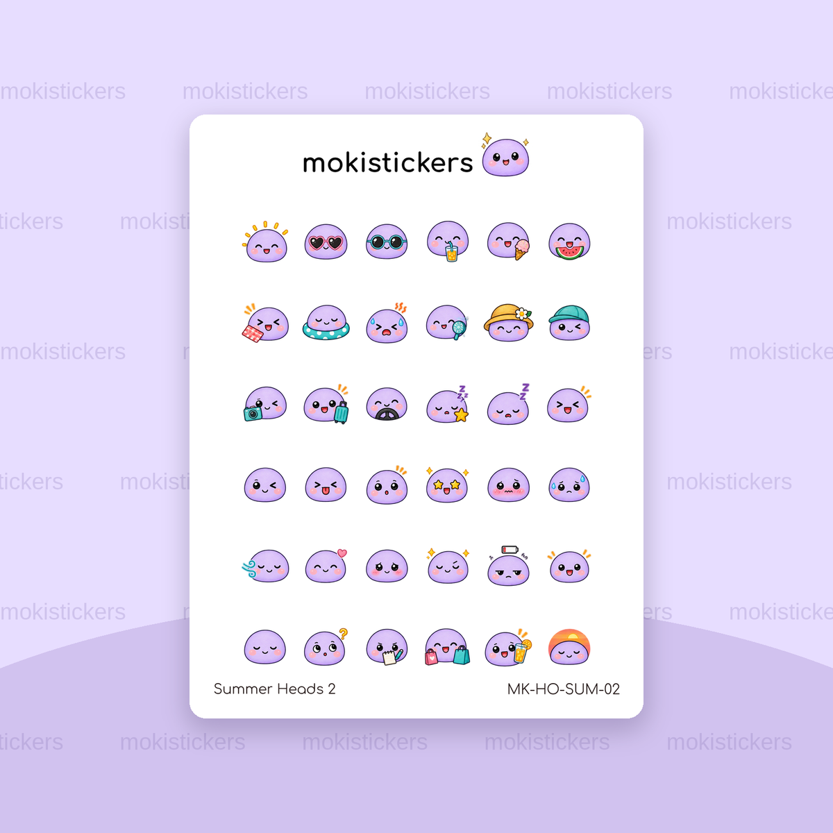 Summer Heads 2 head only sticker sheet by Moki Stickers