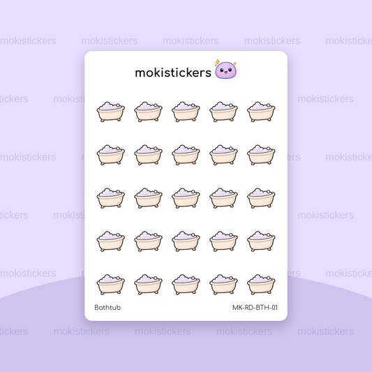 Bathtub repeating doodle sticker sheet by Moki Stickers