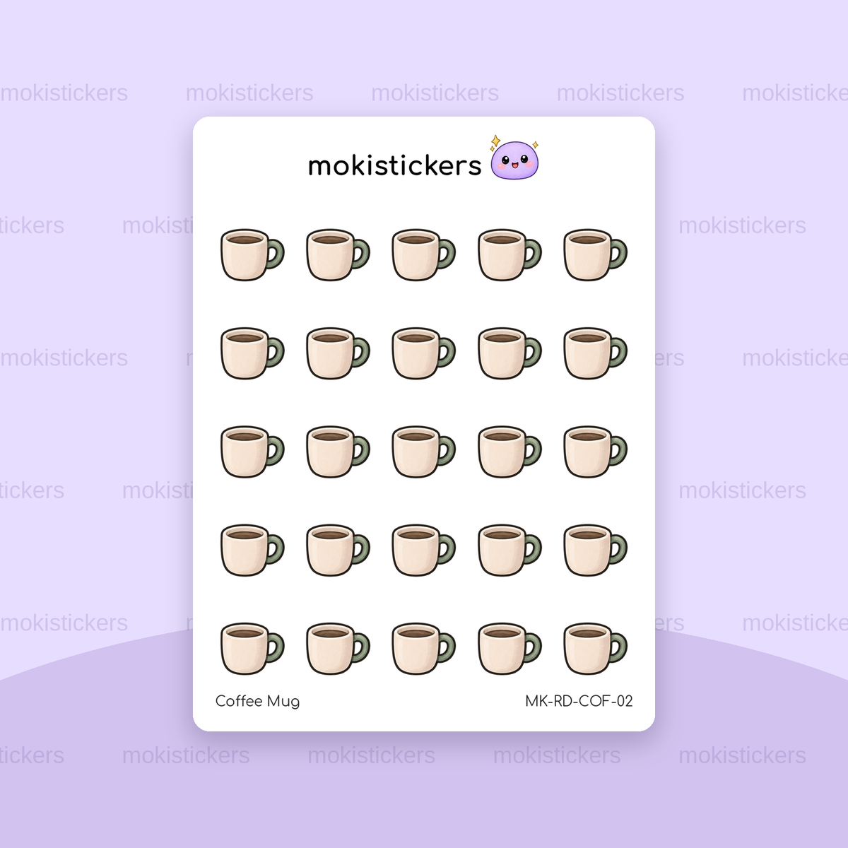 Coffee Mug repeating doodle sticker sheet by Moki Stickers
