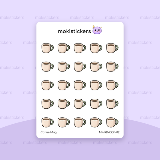 Coffee Mug repeating doodle sticker sheet by Moki Stickers