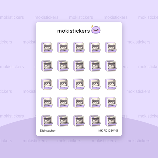 Dishwasher repeating doodle sticker sheet by Moki Stickers