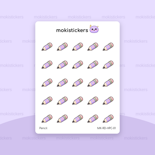 Heart Pencil repeating doodle sticker sheet by Moki Stickers