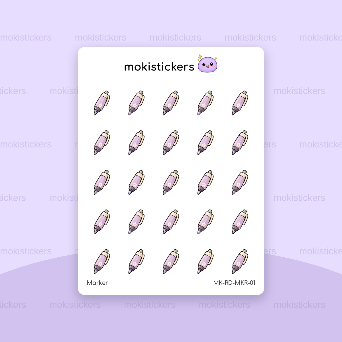 Marker repeating doodle sticker sheet by Moki Stickers
