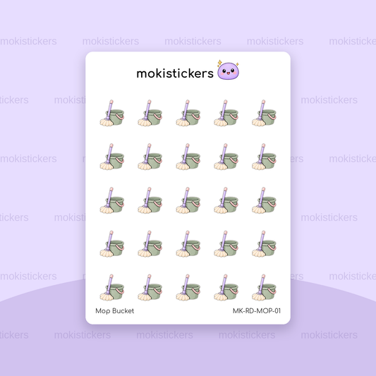 Mop Bucket repeating doodle sticker sheet by Moki Stickers