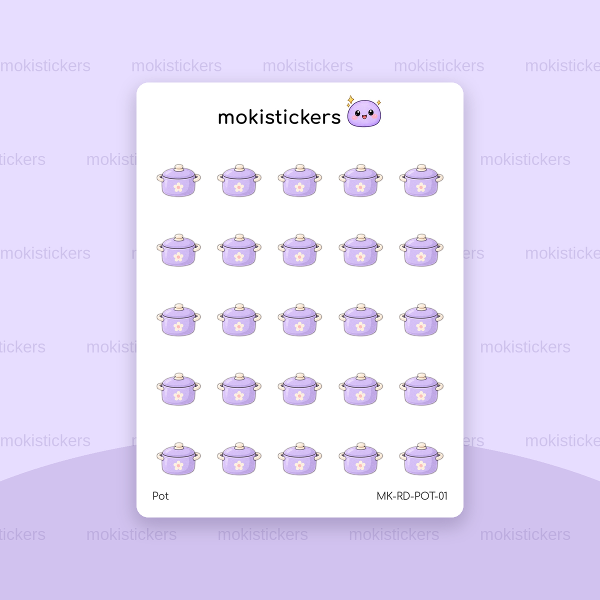 Pot repeating doodle sticker sheet by Moki Stickers