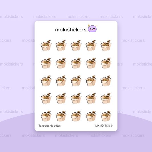 Takeout Noodles repeating doodle sticker sheet by Moki Stickers