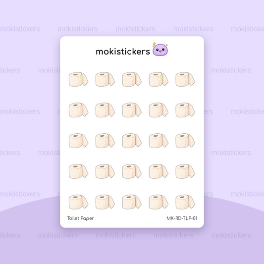 Toilet Paper repeating doodle sticker sheet by Moki Stickers