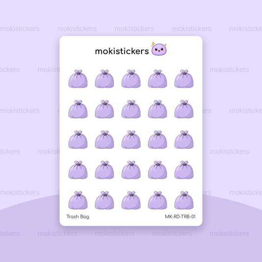 Trash Bag repeating doodle sticker sheet by Moki Stickers
