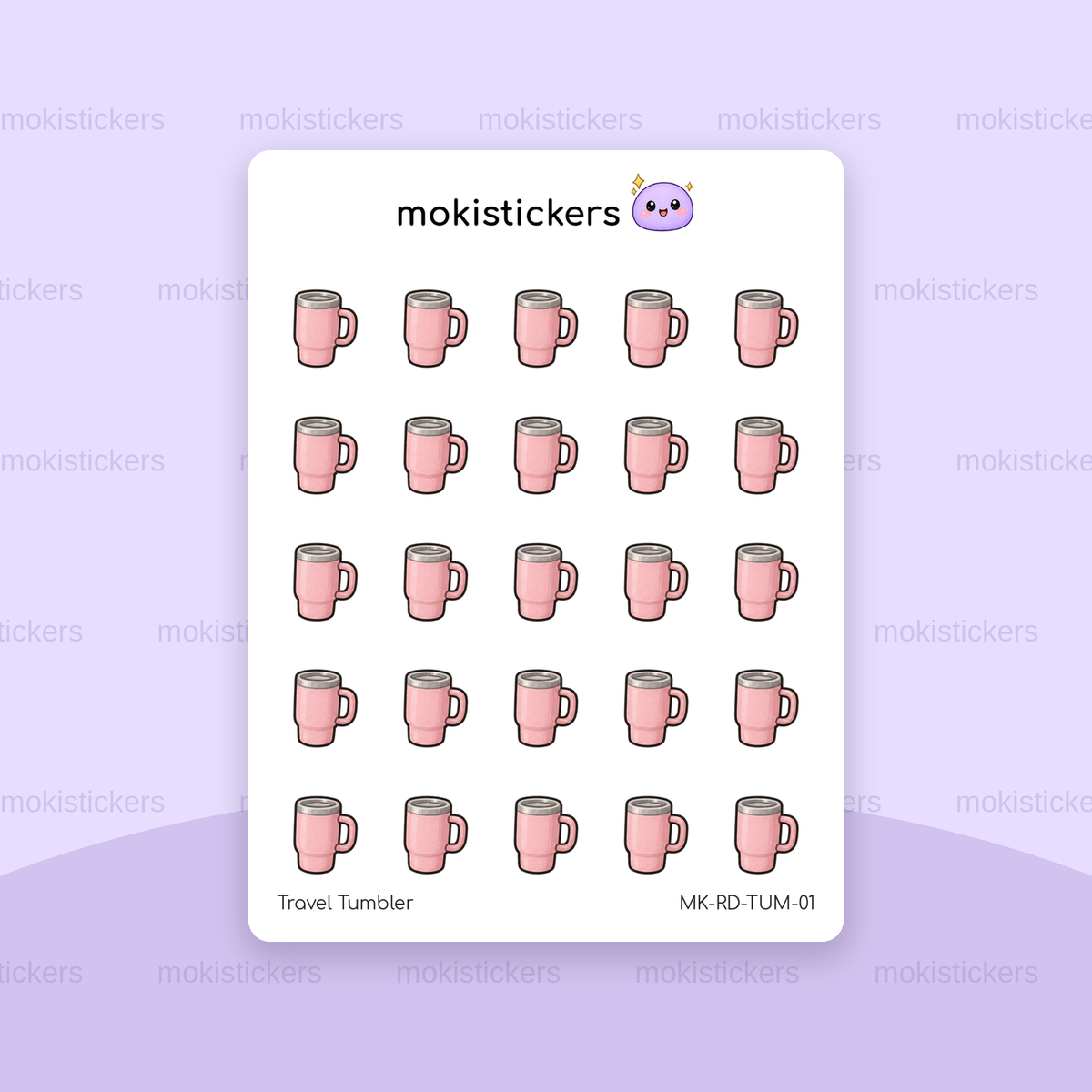 Travel Tumbler repeating doodle sticker sheet by Moki Stickers