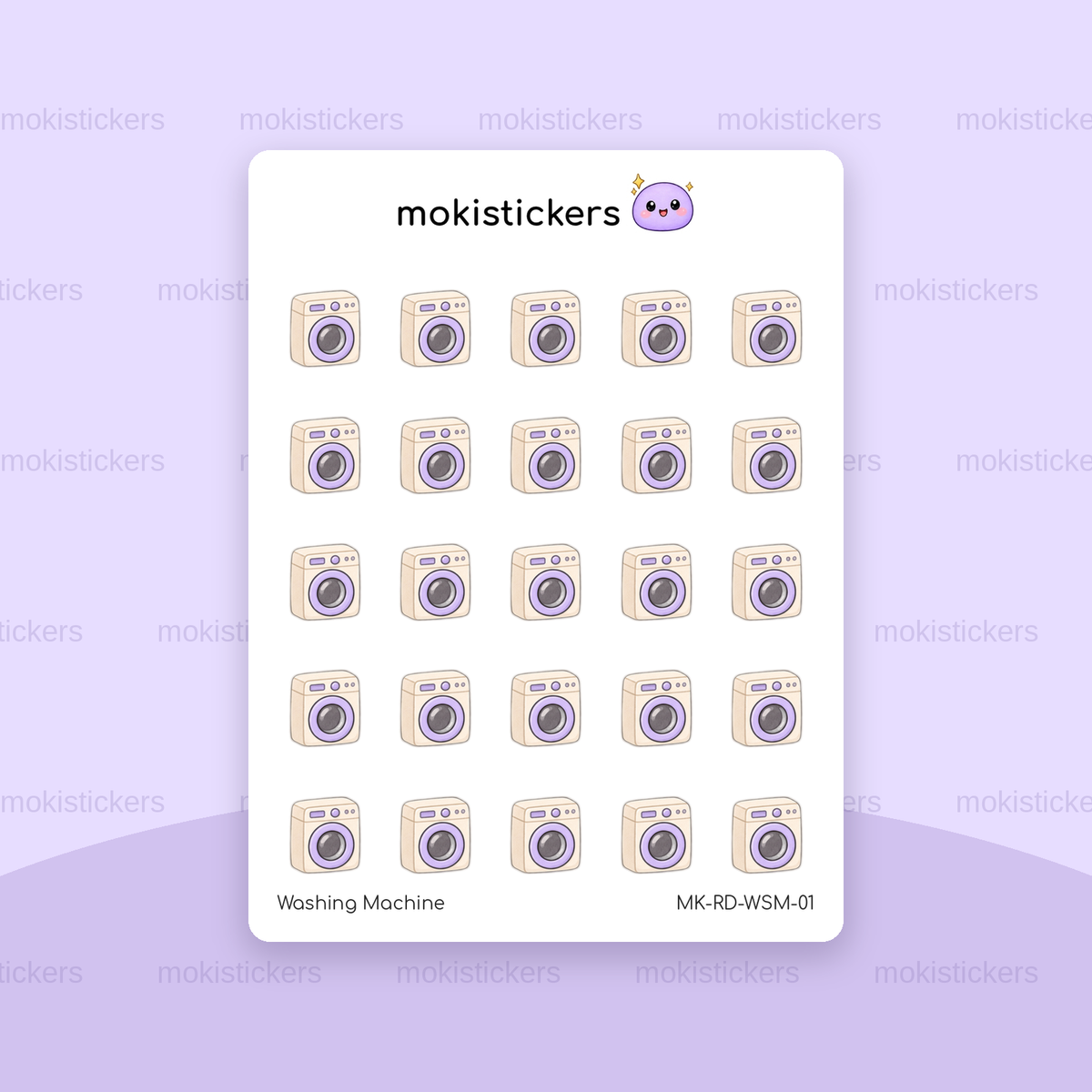 Washing Machine repeating doodle sticker sheet by Moki Stickers