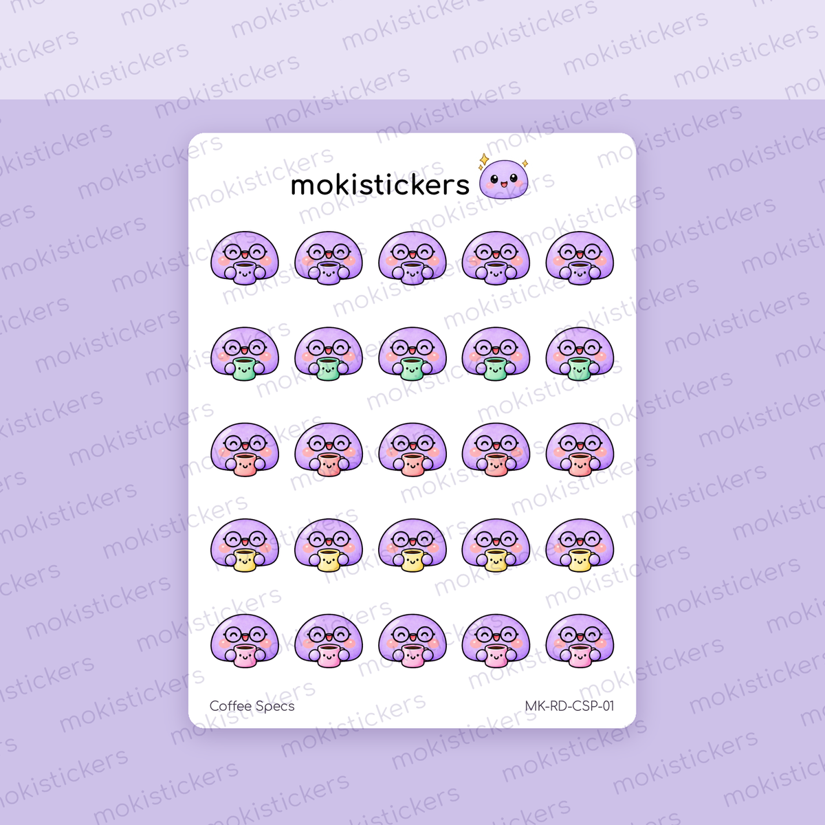 Coffee Specs Doodles sticker sheet by Moki Stickers