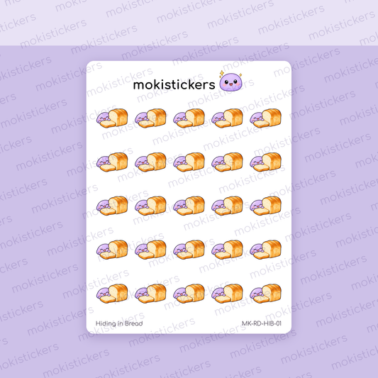 Hiding in Bread Doodles sticker sheet by Moki Stickers